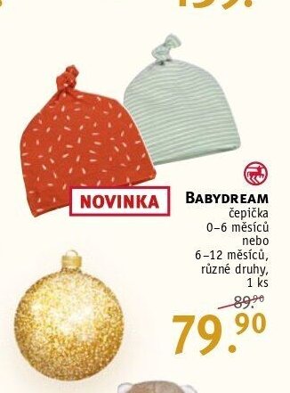BABYDREAM čepička 0-6 měsíců nebo 6-12 měsíců, různé druhy, 1 ks