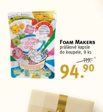FOAM MAKERS práškové kapsle do koupele, 9 ks