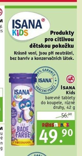 Isana Kids barevné tablety do koupele