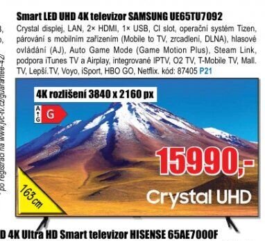 Smart LED UHD 4K televizor SAMSUNG UE65TU7092