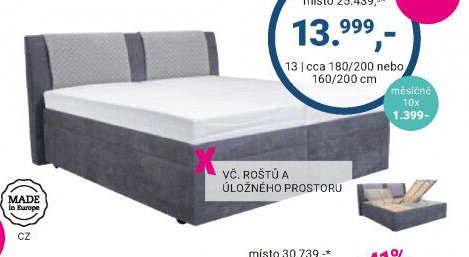 Postel cca 180/200 nebo 160/200 cm