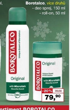 Borotalco, více druhů - deo sprej, 150 ml - roll-on, 50 ml