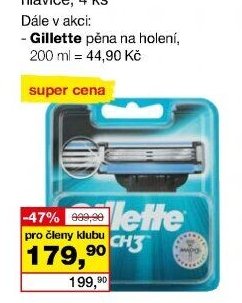 Gillette Mach3 náhradní hlavice, 4 ks