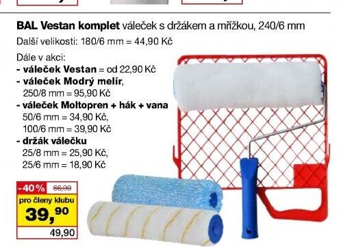 BAL Vestan komplet váleček s držákem a mřížkou, 240/6 mm