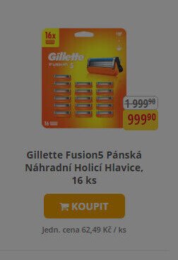 Gillette Fusion5 Pánská Náhradní Holicí Hlavice, 16 ks - Teta drogerie aktualniletaky.eu