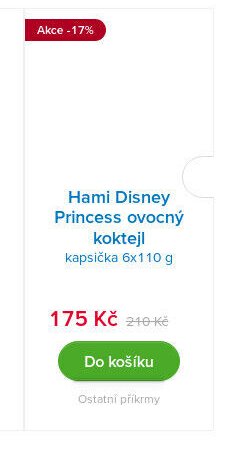 Hami Disney Princess ovocný koktejl kapsička 6x110 g