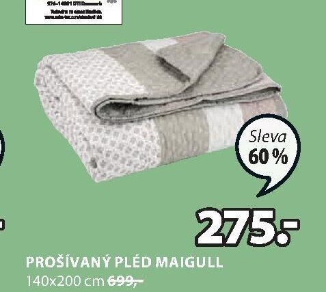 PROŠÍVANÝ PLÉD MAIGULL 140x200 cm