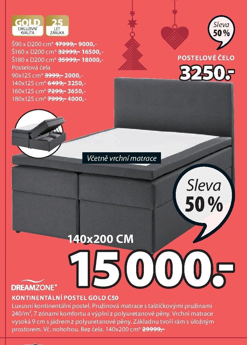 Kontinentální postel GOLD C50