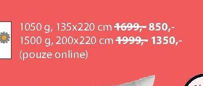 PLUS PŘIKRÝVKA 1050 g, 135x220 cm