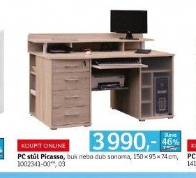 PC stůl Picasso, buk nebo dub sonoma, 150x95x74 cm, 1002341-00, 03