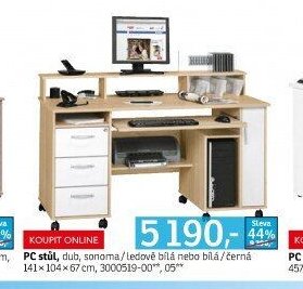 PC stůl, dub, sonoma/ledově bílá nebo bílá/černá 141x104x67 cm, 3000519-00, 05