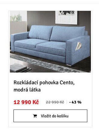 Rozkládací pohovka Cento, modrá látka