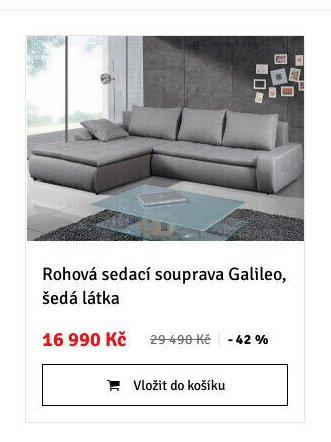 Rohová sedací souprava Galileo, šedá látka