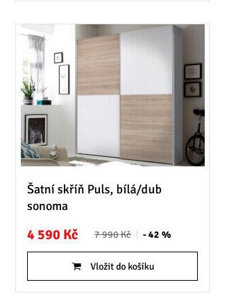 Šatní skříň Puls, bílá/dub sonoma