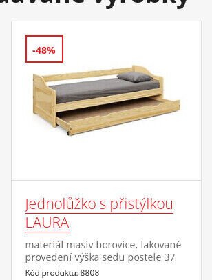 Jednolůžko s přistýlkou LAURA