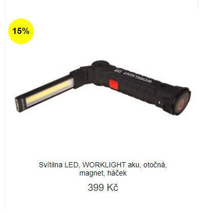 Svítilna LED, Worklight aku, otočná, magnet, háček