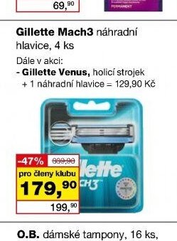Gillette Mach3 náhradní hlavice, 4 ks