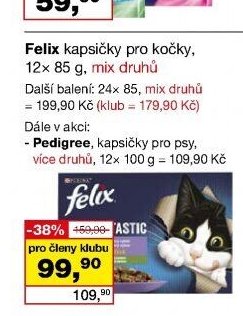 Felix kapsičky pro kočky, 12× 85 g, mix druhů