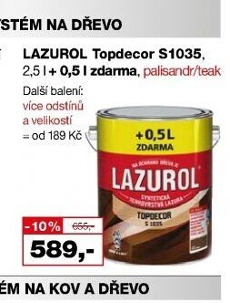 LAZUROL Topdecor S1035, 2,5 l + 0,5 l zdarma, palisandr/teak