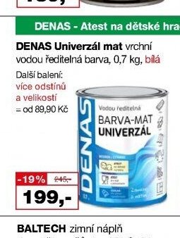 DENAS Univerzál mat vrchní vodou ředitelná barva, 0,7 kg, bílá