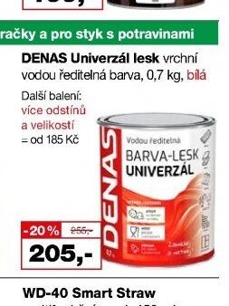 DENAS Univerzál lesk vrchní vodou ředitelná barva, 0,7 kg, bílá