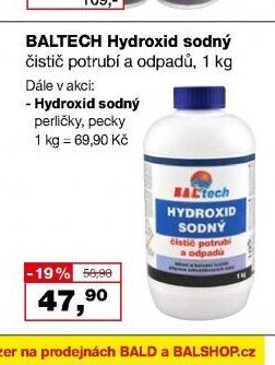 BALTECH Hydroxid sodný čistič potrubí a odpadů, 1 kg