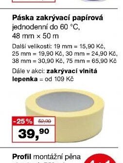 Páska zakrývací papírová jednodenní do 60 °C, 48 mm x 50 m