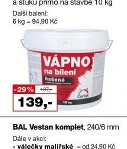VÁPNO na bílení hašené Čerťák, 10 kg