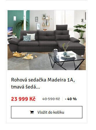 Rohová sedačka Madeira 1A, tmavá šedá...