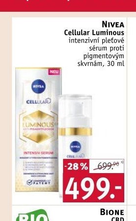 NIVEA Cellular Luminous intenzivní pleťové sérum proti pigmentovým skvrnám, 30 ml