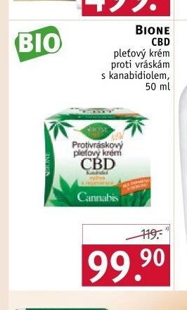 BIONE CBD pleťový krém proti vráskám s kanabidiolem, 50 ml
