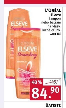 L'ORÉAL Elseve šampon nebo balzám na vlasy, různé druhy, 400 ml