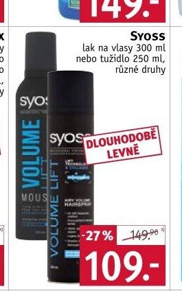 Syoss lak na vlasy 300 ml nebo tužidlo 250 ml, různé druhy