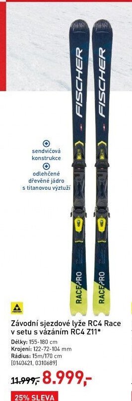 Závodní sjezdové lyže RC4 Race v setu s vázáním RC4 Z11