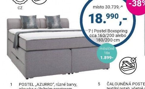 Postel 7 | Postel Boxspring cca 160/200 nebo 180/200 cm