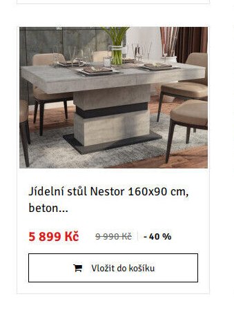 Jídelní stůl Nestor 160x90 cm, beton...