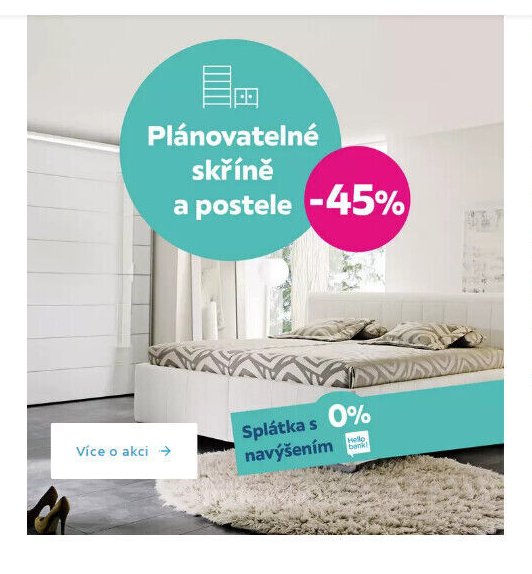 Plánovatelné skříně a postele -45%