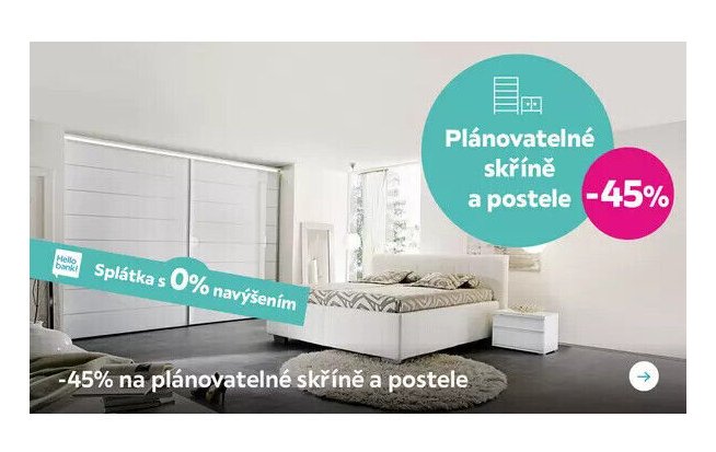 -45% na plánovatelné skříně a postele