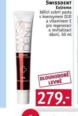 SWISSDENT Extreme bělící zubní pasta s koenzymem Q10 a vitaminem E pro regeneraci a revitalizaci dásní, 50 ml