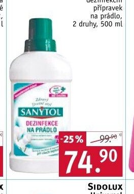SANYTOL dezinfekční přípravek na prádlo, 2 druhy, 500 ml