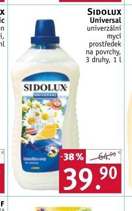 SIDOLUX Universal univerzální mycí prostředek na povrchy, 3 druhy, 1 l