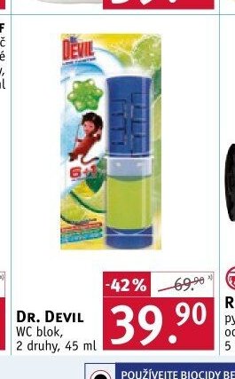 DR. DEVIL WC blok, 2 druhy, 45 ml