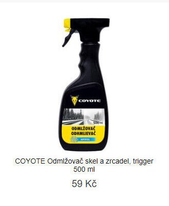 COYOTE Odmĺžovač skel a zrcadel, trigger 500 ml