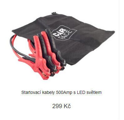 Startovací kabely 500Amp s LED světlem
