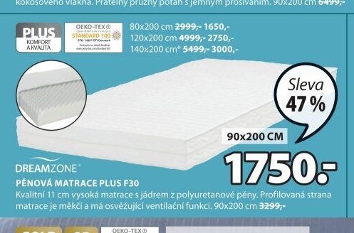 DREAMZONE PĚNOVÁ MATRACE PLUS F30