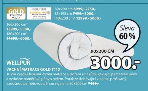 VRCHNÍ MATRACE GOLD T110