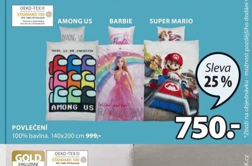 Povlečení (Among Us, Barbie, Super Mario)