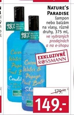 Nature's Paradise šampon nebo balzám na vlasy, různé druhy, 375 ml