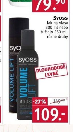 Syoss lak na vlasy 300 ml nebo tužidlo 250 ml, různé druhy