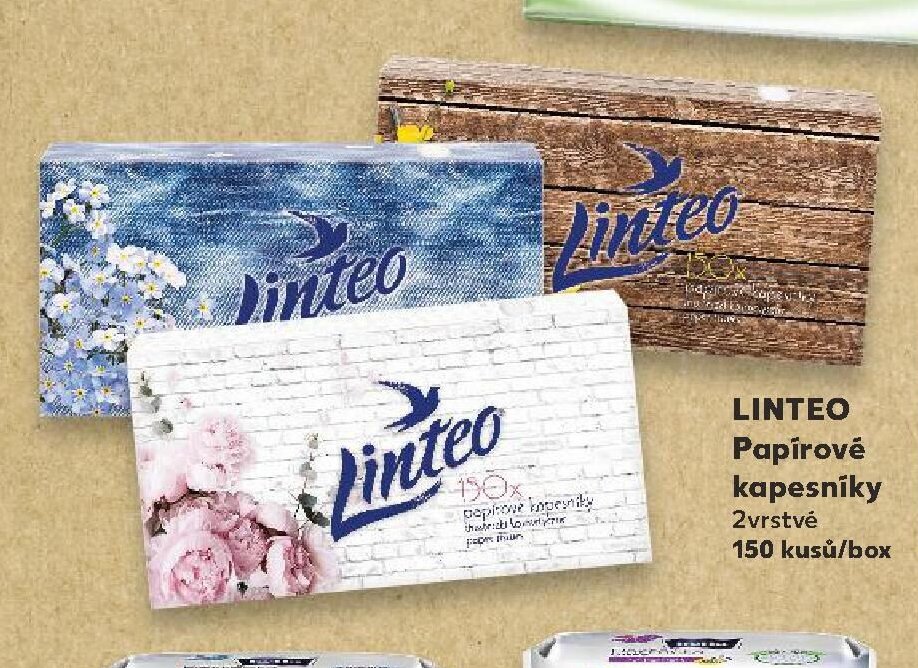 LINTEO Papírové kapesníky 2vrstvé 150 kusů/box